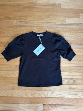 NWT Frame Brown Knit Puff Sleeve Crewneck Shirt